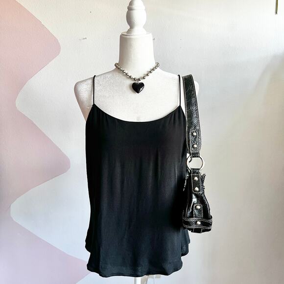 Reformation Black Cami‎ Top Spaghetti Strap Minimalist Date Night Large - Picture 1 of 7